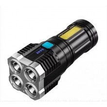 Фонарь светодиодный X-509-4LED+COB Ручной на аккумуляторе  дальность света до 200 м Черный  ( V 2137 )
