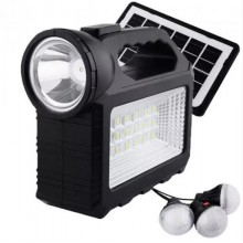 Фонарь многофункциональный LED GDTIMES GD-101 с солнечной панелью 3 лампочки POWERBANK Черный  ( V 2139 )