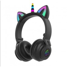 Наушники детские Безпроводные MP3 Cat Ear STN-27 Единорог + милые кошачьи ушки с подсветкой Черные (V 1361) Наушники детские Безпроводные MP3 Cat Ear STN-27 Единорог + милые кошачьи ушки с подсветкой Черные (V 1361)